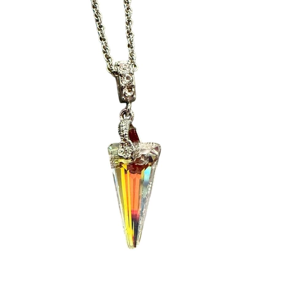 Forever 21 Crystal Pendant Silver Tone Necklace